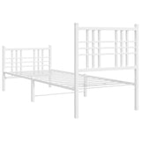 Metal Bed Frame without Mattress with Footboard White 75x190cm 376381