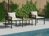 Outdoor Furniture Set Black and Cream White Poly Rattan 42025232