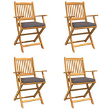 Folding Chair 4 pcs Grey 49 x 57.5 x 92cm Solid Acacia wood 3329124