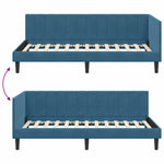 Corner Bed Frame with Headboard Blue 90 x 200 cm Velvet 42016347