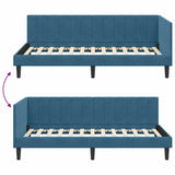 Corner Bed Frame with Headboard Blue 90 x 200 cm Velvet 42016347