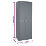 Garden Storage Cabinet Grey 65x45x172 cm PP Rattan 364064