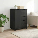 Rolling Cabinet Grey 63.5 x 39 x 79 cm Solid Pine Wood 42028362