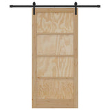 Sliding Door Natural and Black 93 x 202 cm Solid Pine Wood 3333178