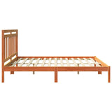 Bed Frame Wax Brown 205.5 x 185.5 x 100 cm Solid Pine Wood 3418146