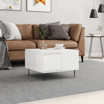 ZNTS Coffee Table High Gloss White 55x55x36.5 cm Engineered Wood 830758