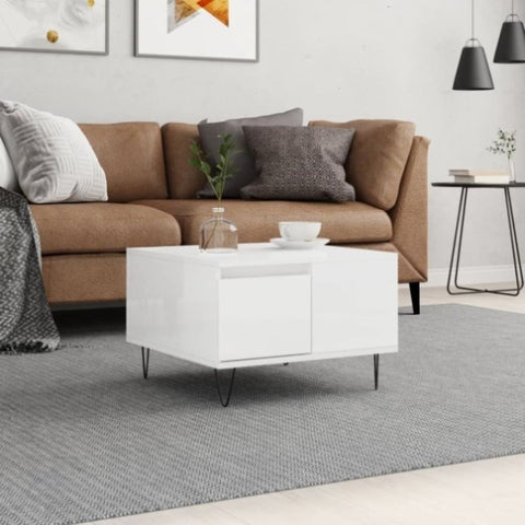 ZNTS Coffee Table High Gloss White 55x55x36.5 cm Engineered Wood 830758