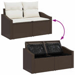 Garden Sofa with Cushion Brown 123 x 62 x 69cm Poly Rattan 42006783