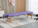 Portable Massage Bed, Folding Spa Beauty Massage Table with 2 Sections, Carry Bag and Wooden Frame, T3398P330348