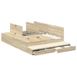Storage Bed Frame with Drawer Sonoma Oak 140 cm Engineered Wood 3335695