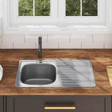 Kitchen Sink with Strainer and Trap Stainless Steel 145073