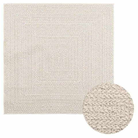 ZNTS Rug ZIZUR Cream 120x120 cm Jute Look Indoor and Outdoor 4010363