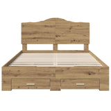 Bed Frame with Drawer Artisan Oak 140 x 190 cm Engineered Wood 3413611