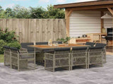 11 Piece Garden Dining Set with Cushions Grey Poly Rattan 3210854