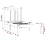 ZNTS Bed Frame without Mattress Black Solid Wood Pine 90x190 cm Single Single 3105105