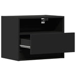 ZNTS Wall-mounted Bedside Cabinet with LED Lights Black 852063