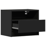 ZNTS Wall-mounted Bedside Cabinet with LED Lights Black 852063