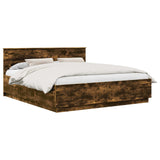 Bed Frame Smoked Oak 200 x 200 cm Engineered Wood 3408044