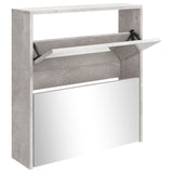 Shoe Cabinet with Mirror 2-Layer Concrete Grey 63x17x67 cm 342630