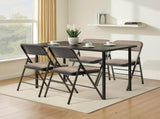 4 Pcs Folding Chairs, Black Patterned Fabric Upholstered Event Chairs, 18.1"18.9"29.9" Padded Seat 72952483