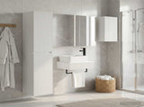 Bathroom Furniture Set 5 pcs White Engineered Wood and Glass 3407279