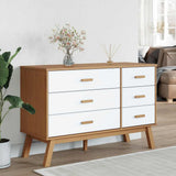 Drawer Cabinet OLDEN White and Brown Solid Wood Pine 358593