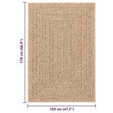 Rug ZIZUR Beige 100x200 cm Jute Look Indoor and Outdoor 4010392