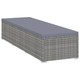 Sun Lounger with Cushion and Tea Table Poly Rattan Grey 317113