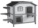 2-Story Indoor or Outdoor Cat House W/ Escape Door, Cat Shelter, White T3398P552658