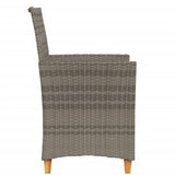 Garden Chairs with Cushions 2 pcs Grey Poly Rattan&Solid Wood 368718