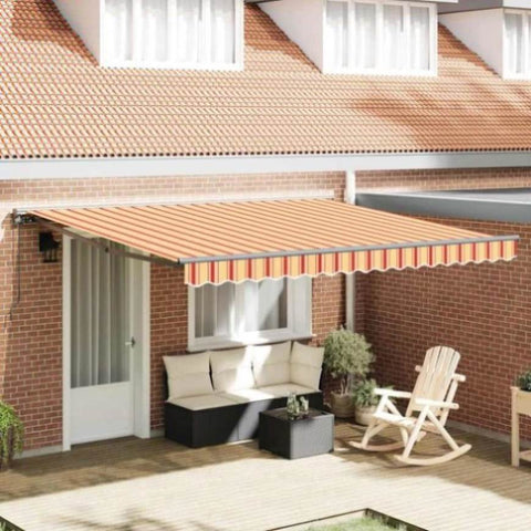 Retractable Awning Manual Yellow and Orange 400x300 cm Fabric 3330541
