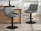 Set of Two Faux Leather Retro Bar Stools - Light Grey T3398P553446
