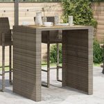 ZNTS Garden Bar Table with Acacia Wood Top Grey 105x80x110 cm Poly Rattan 368697