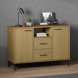Sideboard with Metal Legs Brown 113x40x77 cm Solid Wood OSLO 351018