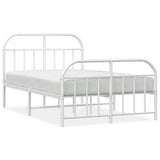 Bed Frame White Powder-Coated Steel Double Bed Frame 353700