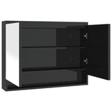 Bathroom Mirror Cabinet 80x15x60 cm MDF Shining Black 331531