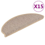 Stair Mats Self-adhesive Sisal-Look 15 pcs 65x21x4 cm Light Beige 326880