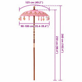 Balinese Parasol Pink 125 x 125 x 260 cm Cotton and Wood 42006468