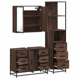 ZNTS 3 Piece Bathroom Furniture Set Brown Oak Engineered Wood 3301144