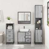 3 Piece Bathroom Furniture Set Grey Sonoma Engineered Wood 3301108