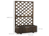 72.5 x 31.5 x 149.5 cm 45L Garden Wooden Pine Trough Planter with Topped Trellis Climbing Plants T3398P314707