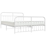 Metal Bed Frame without Mattress with Footboard White 180x200cm 352649
