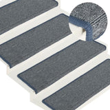 Stair Mats 15 pcs 65x21x4 cm Light Grey and Blue Rectangular Edge 326200