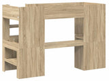 Loft Bed Frame with Desk Sonoma Oak 75 x 190 cm Engineered Wood 3410429