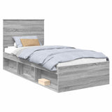 Bed Frame Grey Sonoma 90 x 190 cm Solid Pine Wood 3411069