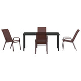 Garden Dining Set 5 pcs Brown and Black Powder-coated Steel 3379131