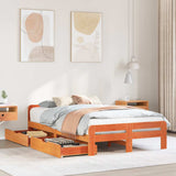 Bed frame without Mattress Wax Brown 135x190 cm Double Solid Wood Pine 3309055