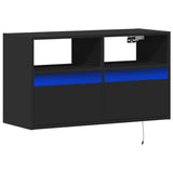 TV Wall Cabinet with LED Lights Black 80x31x45 cm 852328