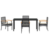 Garden Dining Set with Cushion 5 pcs Black Rattan 3380816