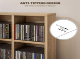 CD Storage Unit with Adjustable Shelves, 89 x 130.5 cm, Nature Wood Finish T3398P343474